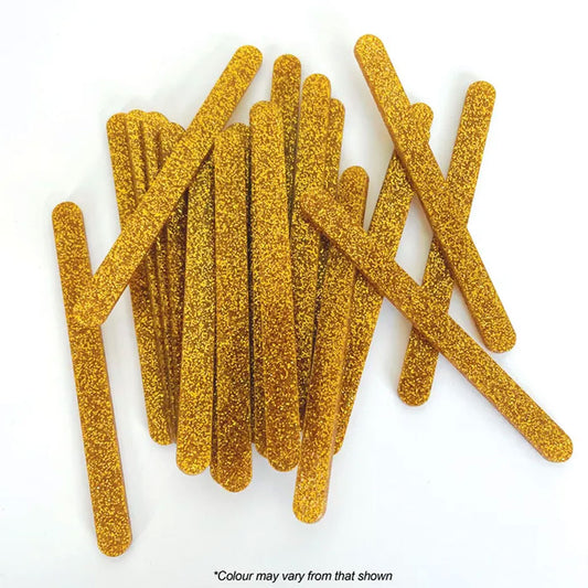 Acrylic Popsicle Sticks Gold Glitter | 24/Pack
