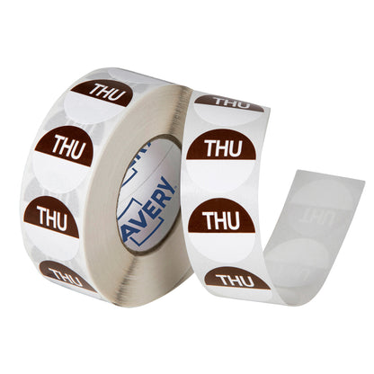 Avery Round Day Labels 24mm 'THURSDAY' | 1000/Roll