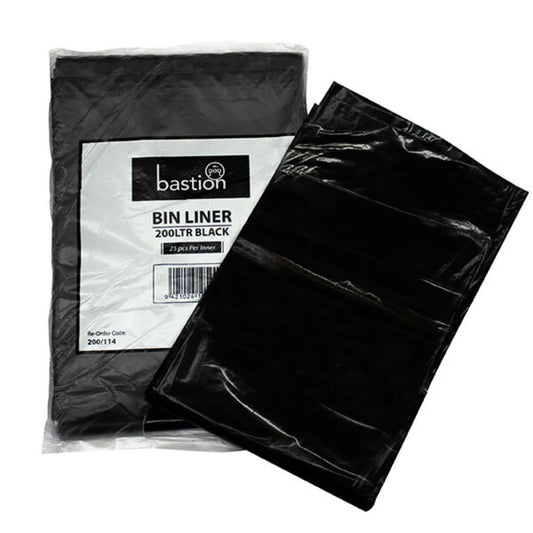 Bastion Rubbish Bin Liners 200 Litres Black | 25/Pack