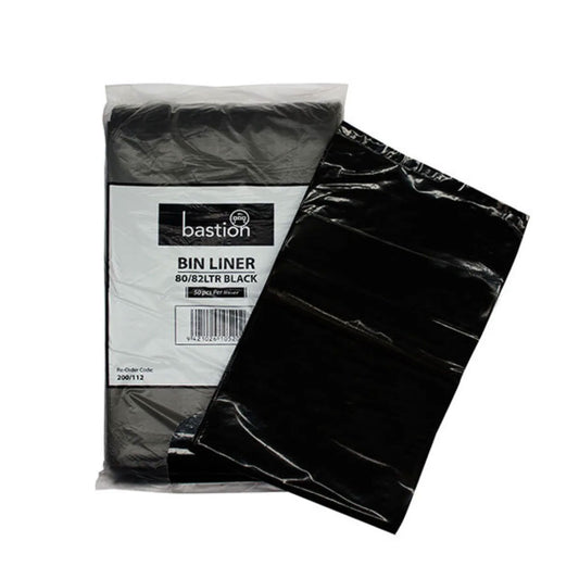 Bastion Rubbish Bin Liners 80 Litres Black | 50/Pack