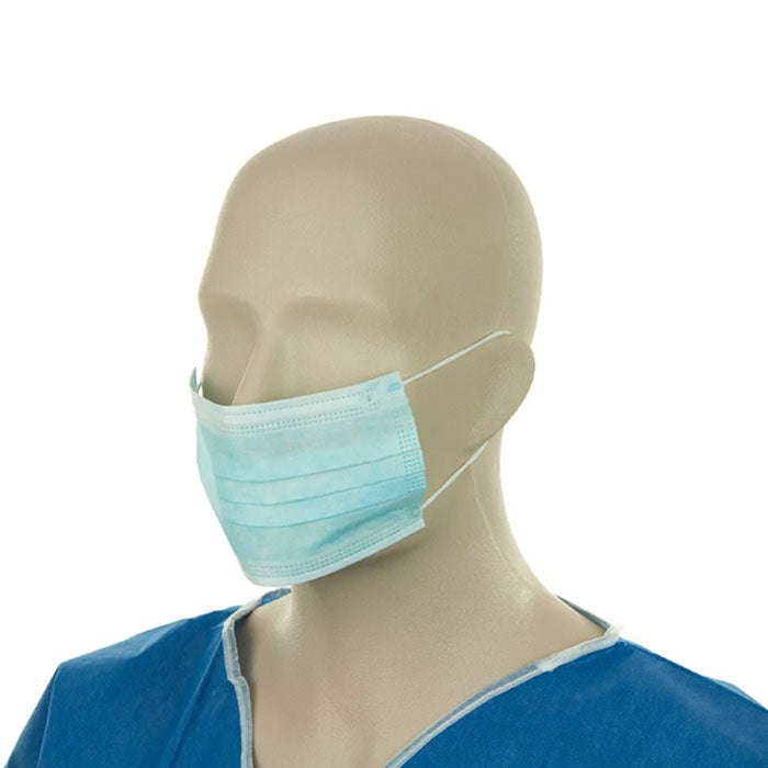 blue face mask with elastic loops