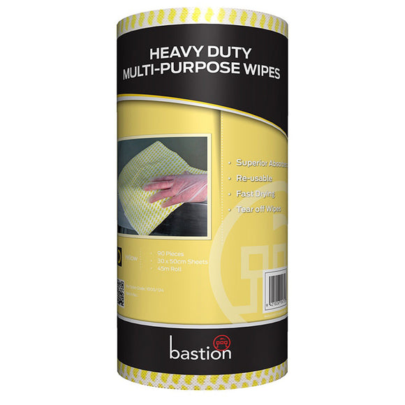 Bastion Heavy Duty Multi-Purpose Wipes Yellow 90/Roll
