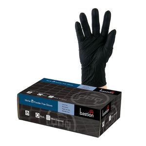 Bastion Nitrile Powder Free Gloves Black Large | 100/Box