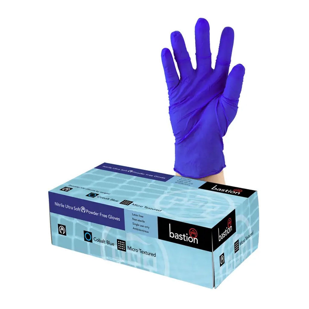 Bastion Nitrile Ultra Soft Cobalt Blue Gloves - Medium | 100/Pack