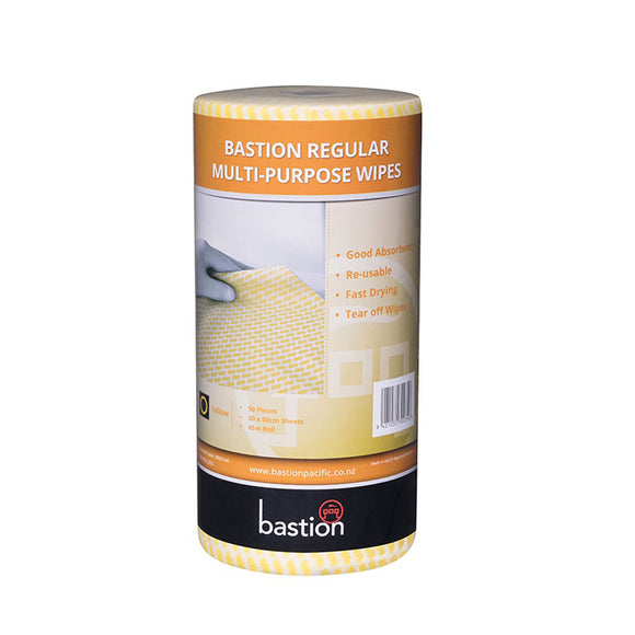 Bastion Regular Multi-Purpose Wipes Yellow 90/Roll