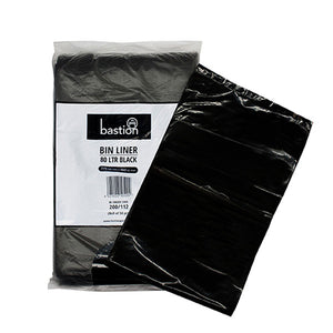Bastion Rubbish Bin Liners 80 Litres Black 50/Pack