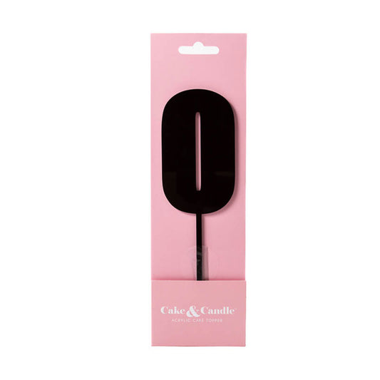 Cake & Candle Acrylic Mega Number Topper #0 Black