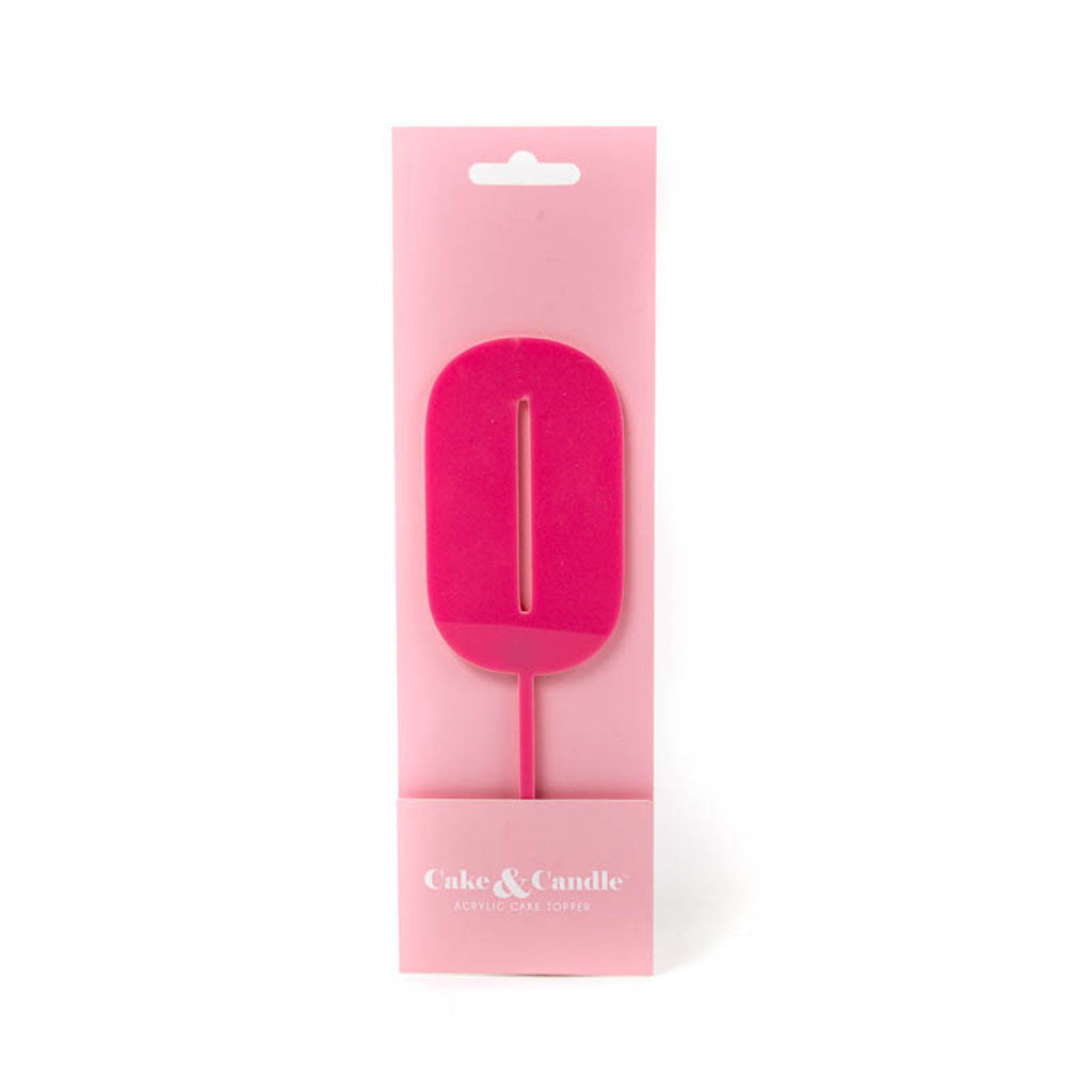 Cake & Candle Acrylic Mega Number Topper #0 Pink