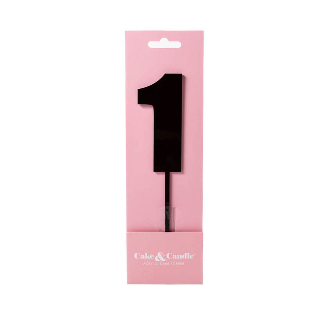 Cake & Candle Acrylic Mega Number Topper #1 Black
