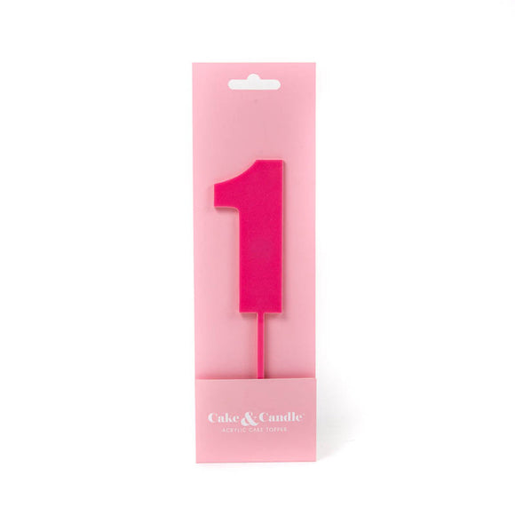 Cake & Candle Acrylic Mega Number Topper #1 Pink