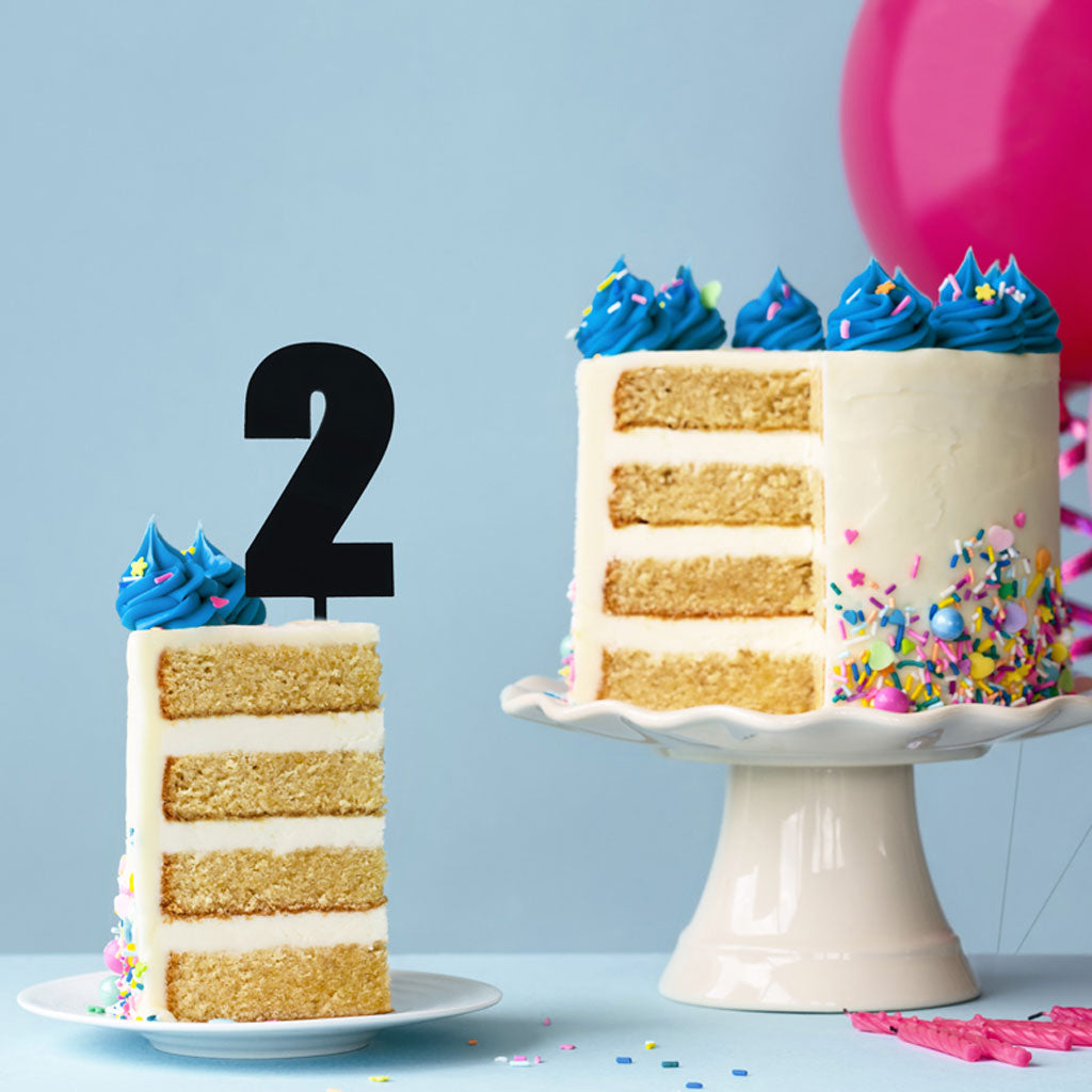 Cake & Candle Acrylic Mega Number Topper #2 Black