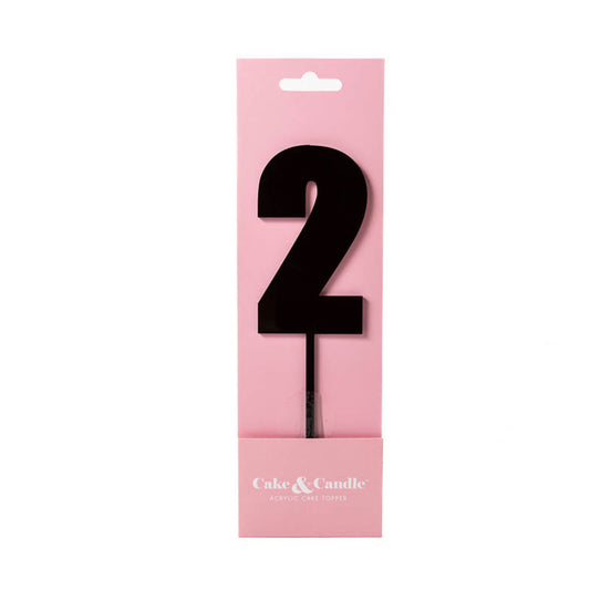 Cake & Candle Acrylic Mega Number Topper #2 Black