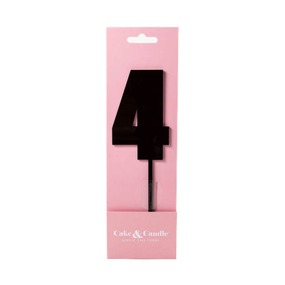 Cake & Candle Acrylic Mega Number Topper #4 Black