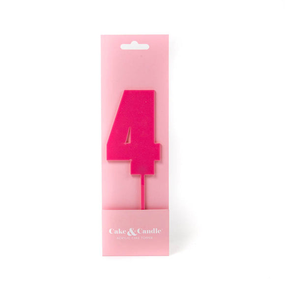 Cake & Candle Acrylic Mega Number Topper #3 Pink