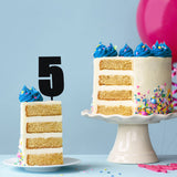 Cake & Candle Acrylic Mega Number Topper #5 Black