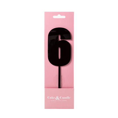 Cake & Candle Acrylic Mega Number Topper #6 Black