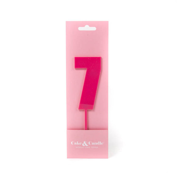 Cake & Candle Acrylic Mega Number Topper #7 Pink