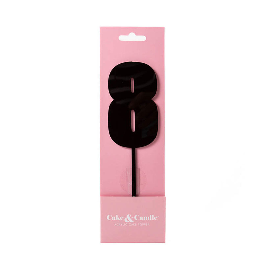 Cake & Candle Acrylic Mega Number Topper #8 Black