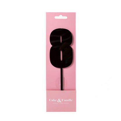 Cake & Candle Acrylic Mega Number Topper #8 Black
