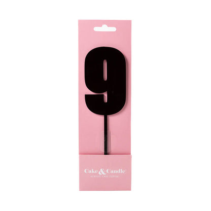 Cake & Candle Acrylic Mega Number Topper #9 Black