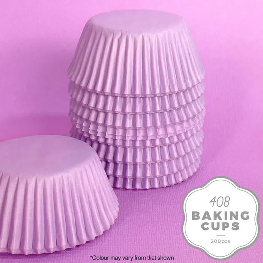 lilac purple baking cups stacked upside down 