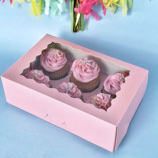 Cake Craft 6 Hole Cupcake Box Pink | Each