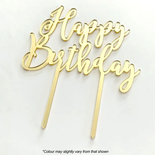 Cake Craft Happy Birthday Gold Mirror Acrylic Cake Topper