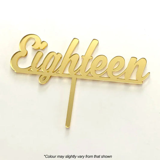 Cake Craft Eighteen Gold Mirror Acrylic Cake Topper