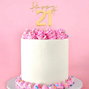 Cake Craft Metal Cake Topper Happy 21st Gold