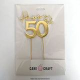 Cake Craft Metal Cake Topper Happy 50th Gold