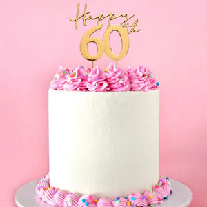 Cake Craft Metal Cake Topper Happy 60th Gold