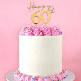 Cake Craft Metal Cake Topper Happy 60th Gold