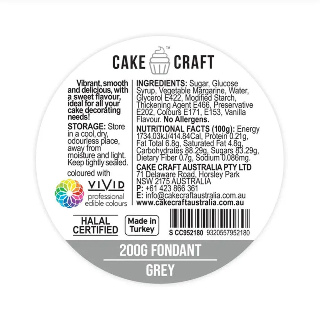 Cake Craft Fondant Grey 200g | BB 08/25