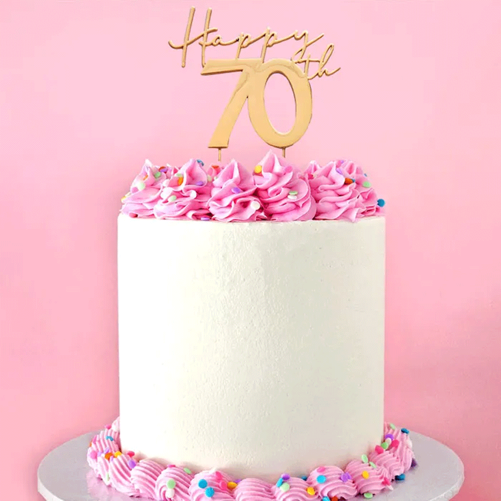 Cake Craft Metal Cake Topper Happy 70th Gold – Lloyd Holt Packaging