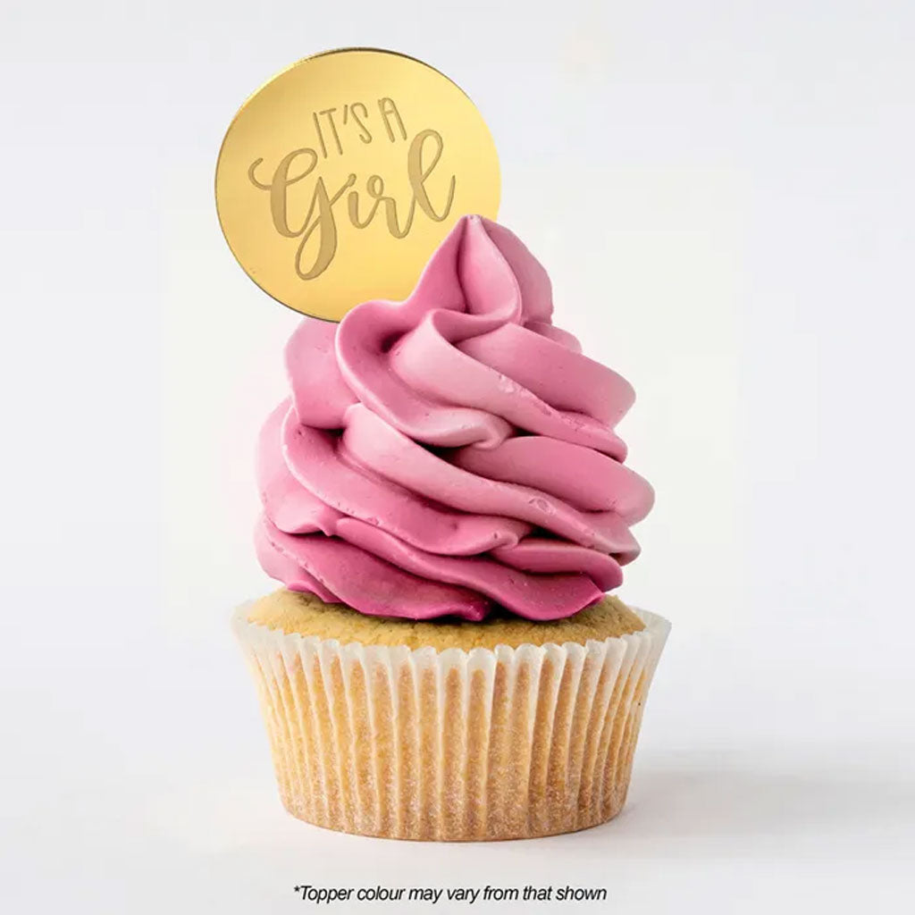 It's a Girl Round Gold Mirror Topper 5cm