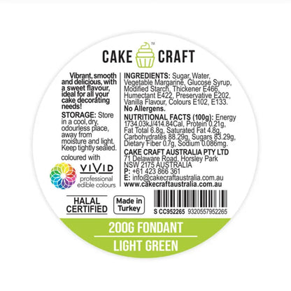 Cake Craft Fondant Light Green 200g | BB 06/27