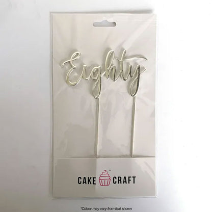 Cake Craft Metal Cake Topper Eighty Silver