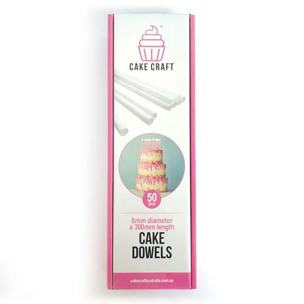 Cake Craft Plastic Cake Dowels 8mm x 300mm | 50/Pack
