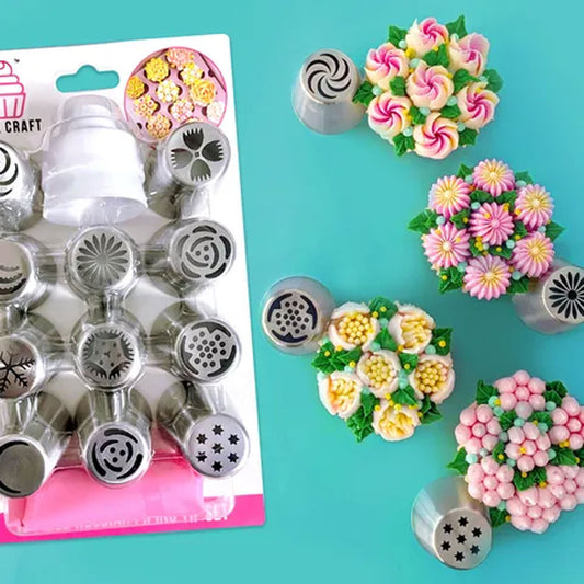 Cake Craft Russian Piping Tip Set | 13 Piece