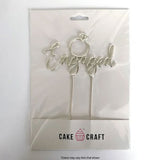 Cake Craft Metal Cake Topper Engaged Silver