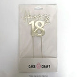 Cake Craft Metal Cake Topper Happy 18th Silver