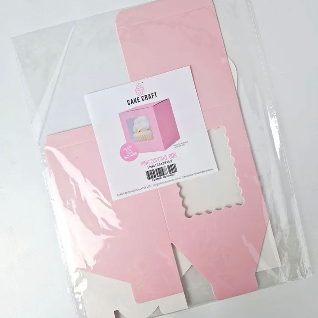 Cake Craft 1 Hole Cupcake Box Pink | Each