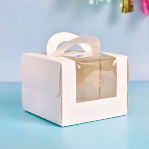 Cake Craft Window Cake Box Top Handle White 5.3X5.3X4 Inch | Each