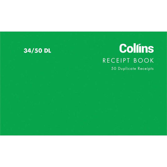 Collins Receipt Book 34/50DL Carbon Required