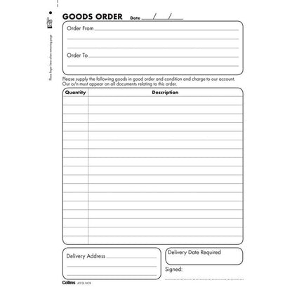 Collins Goods Order Book A5DL Duplicate No Carbon Required