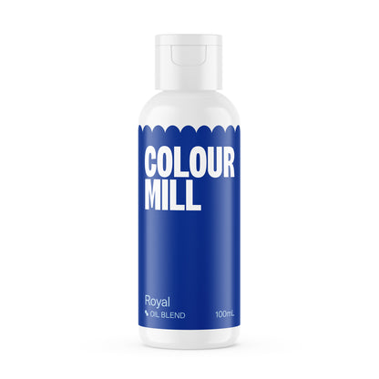 Bottle of Colour Mill Royal Blue Oil Blend 100ml on a white background