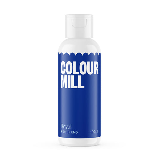 Bottle of Colour Mill Royal Blue Oil Blend 100ml on a white background