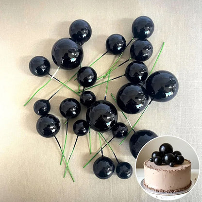 Deco Foam Ball Cake Topper Set - Black Shiny | 20/Piece