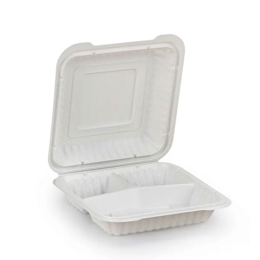 EP83 3 Compartment Plastic Meal Clamshell 8x8x3" | 50/Pack