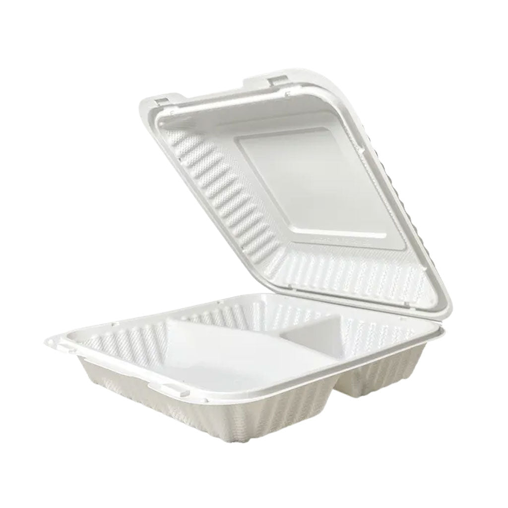 EP93 Large 3 Compartment Plastic Meal Clamshell 9x9x3" | 50/Pack